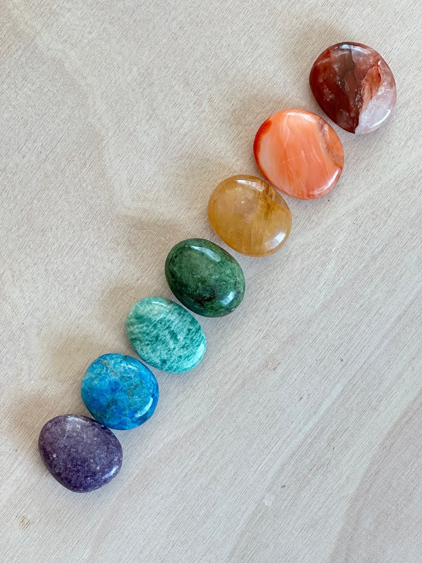 Chakra Palm Stone Set | Rainbow Gemstone - earthandelm