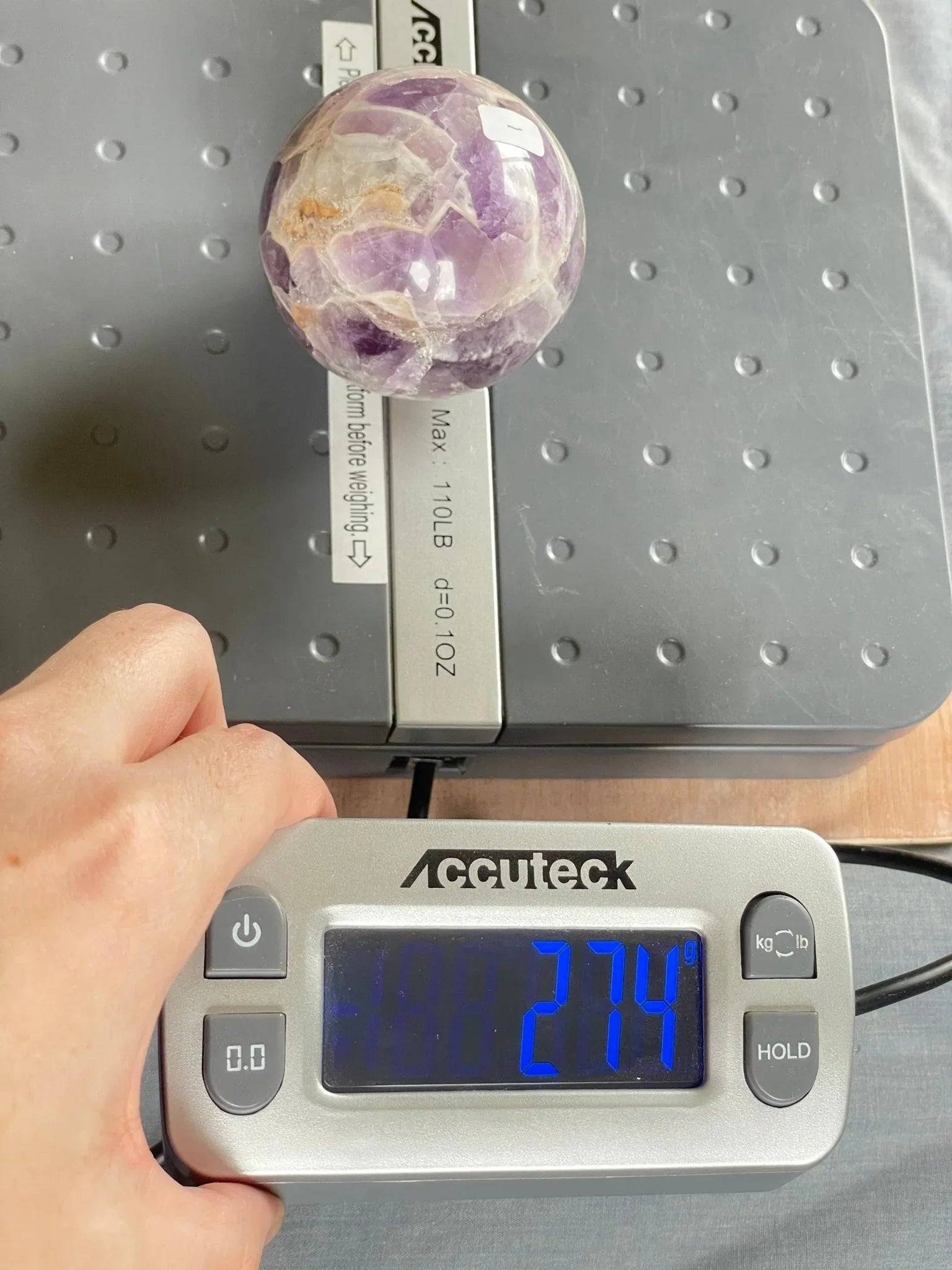 Chevron Amethyst Sphere | Chevron Amethyst Polished Crystal | Palm Stone | Crystal Ball - earthandelm
