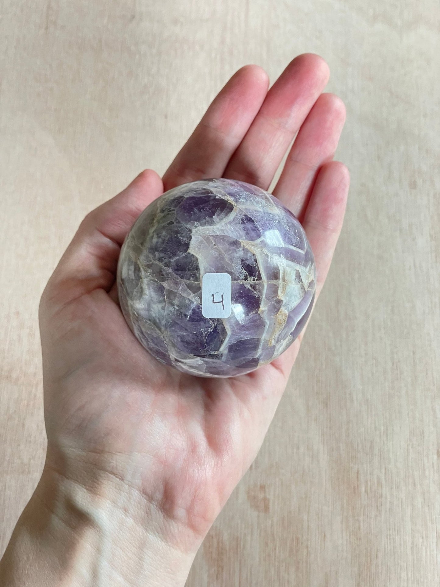 Chevron Amethyst Sphere | Chevron Amethyst Polished Crystal | Palm Stone | Crystal Ball - earthandelm