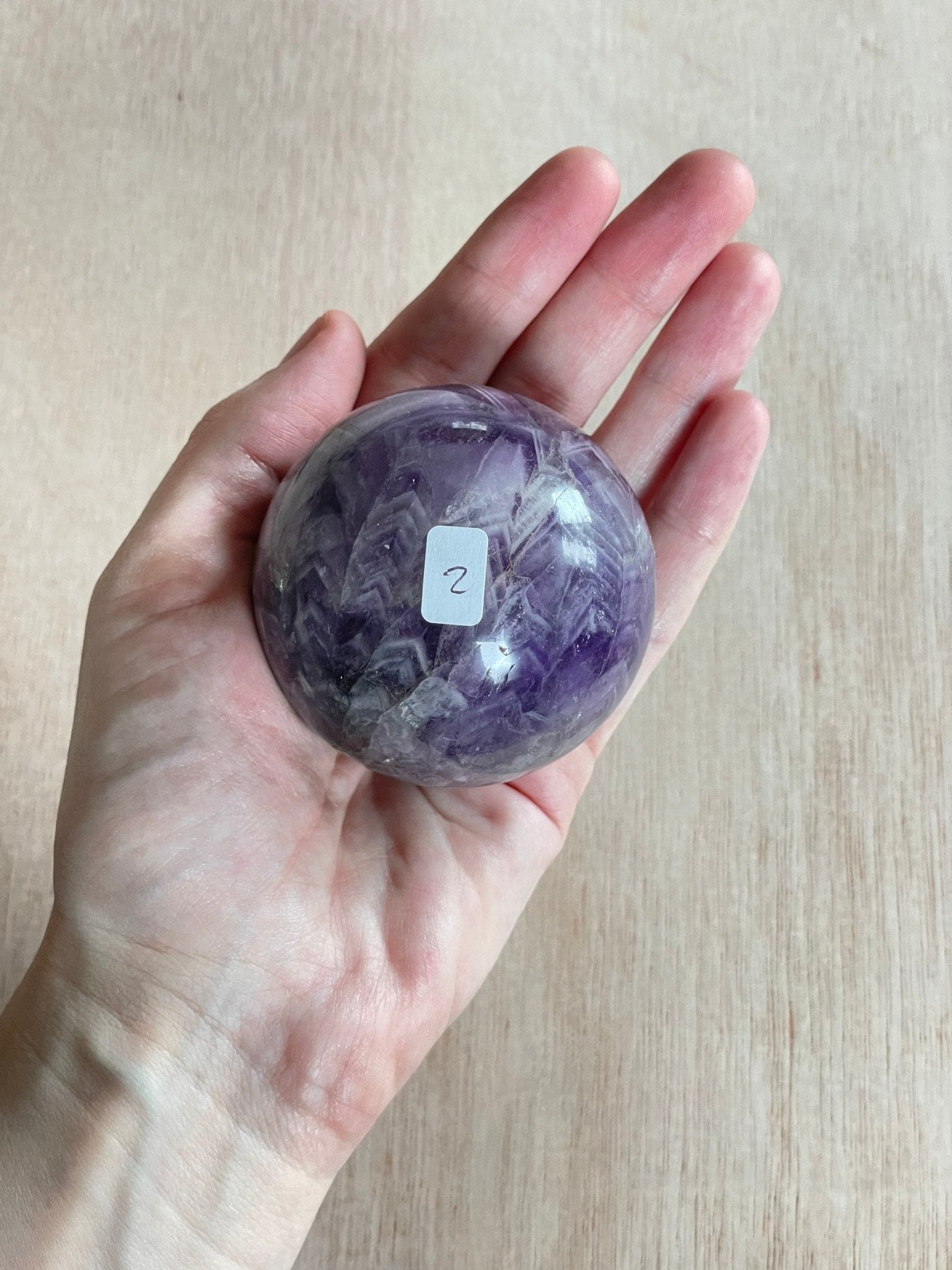 Chevron Amethyst Sphere | Chevron Amethyst Polished Crystal | Palm Stone | Crystal Ball - earthandelm