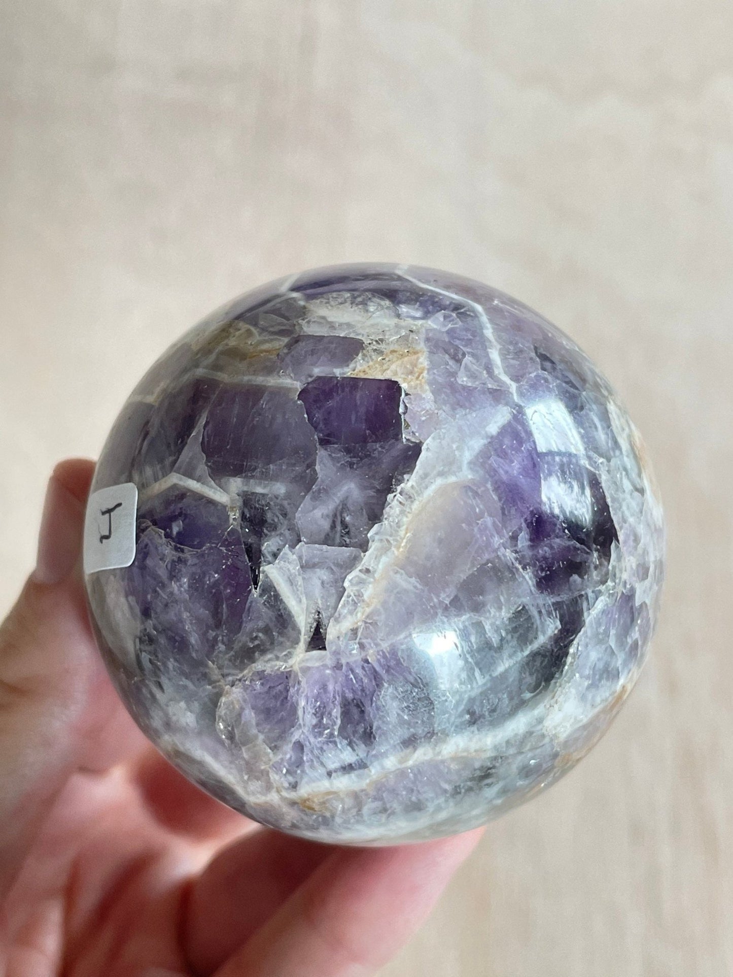 Chevron Amethyst Sphere | Chevron Amethyst Polished Crystal | Palm Stone | Crystal Ball - earthandelm