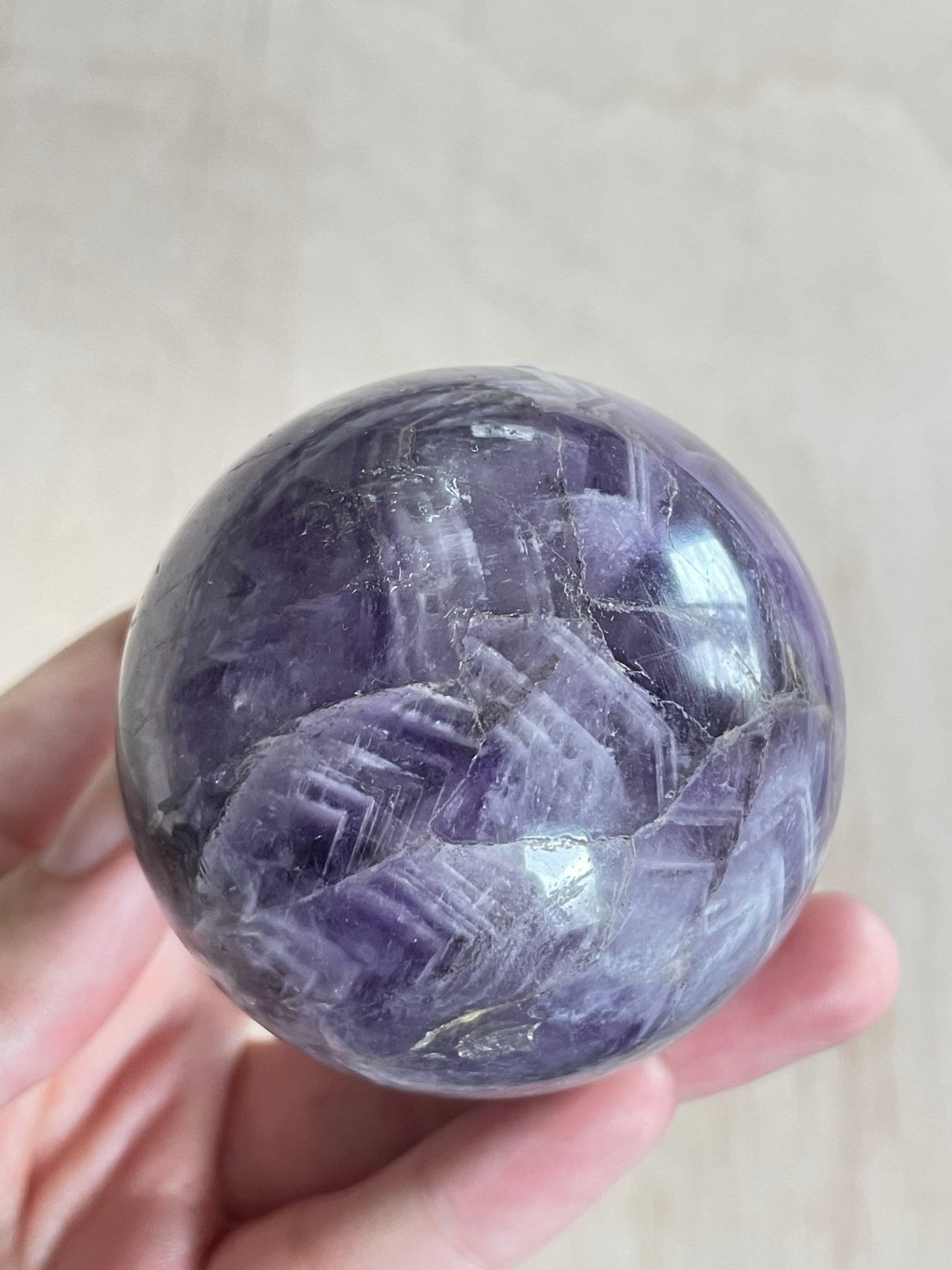 Chevron Amethyst Sphere | Chevron Amethyst Polished Crystal | Palm Stone | Crystal Ball - earthandelm