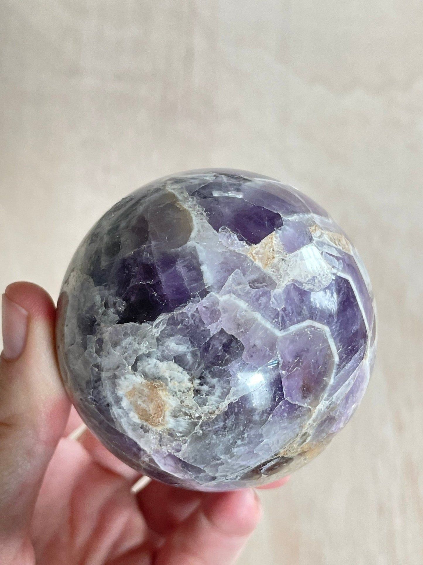 Chevron Amethyst Sphere | Chevron Amethyst Polished Crystal | Palm Stone | Crystal Ball - earthandelm