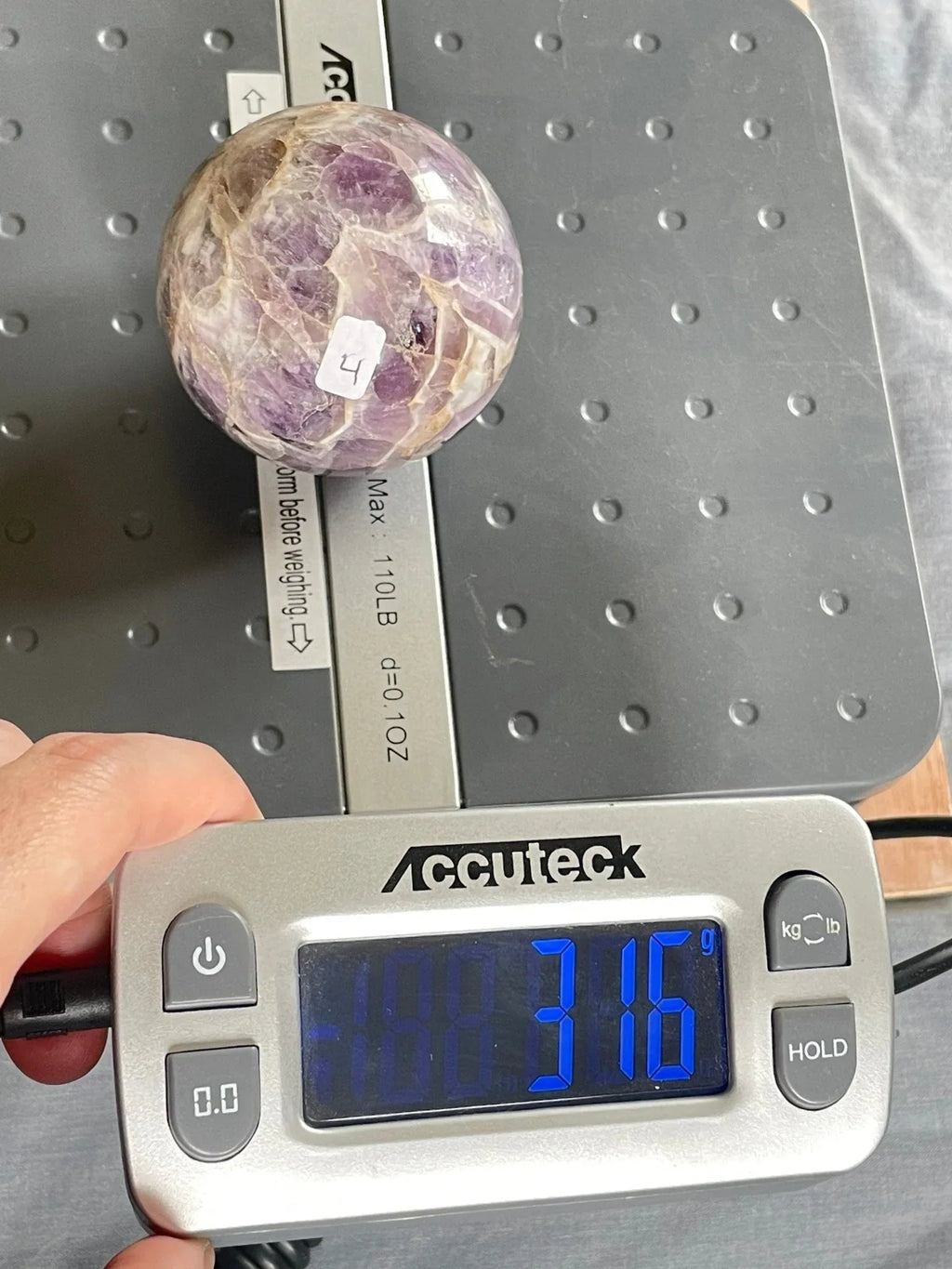 Chevron Amethyst Sphere | Chevron Amethyst Polished Crystal | Palm Stone | Crystal Ball - earthandelm
