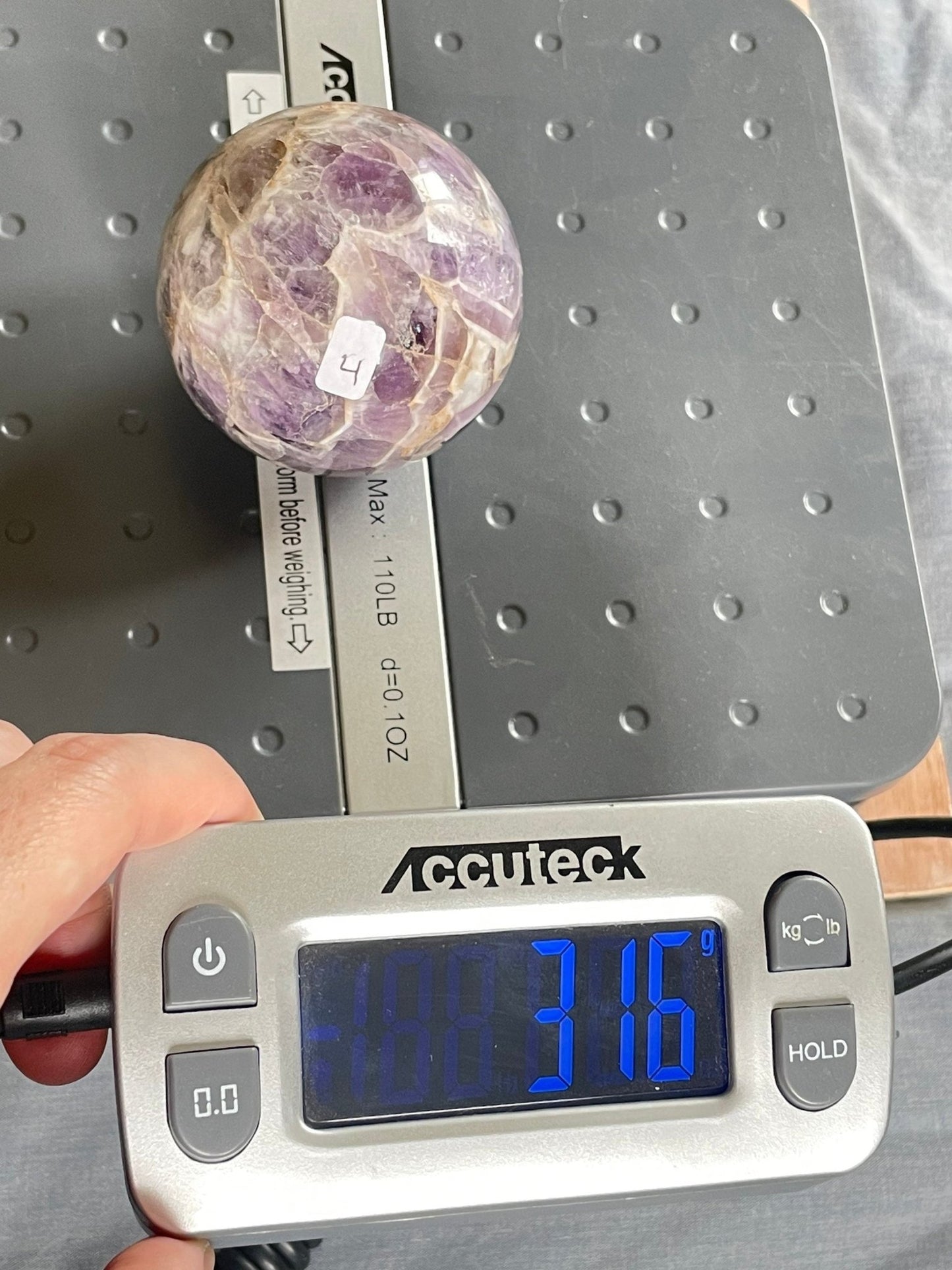 Chevron Amethyst Sphere | Chevron Amethyst Polished Crystal | Palm Stone | Crystal Ball - earthandelm