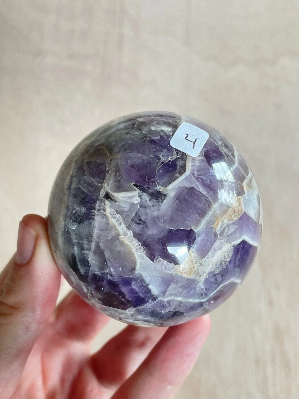 Chevron Amethyst Sphere | Chevron Amethyst Polished Crystal | Palm Stone | Crystal Ball - earthandelm