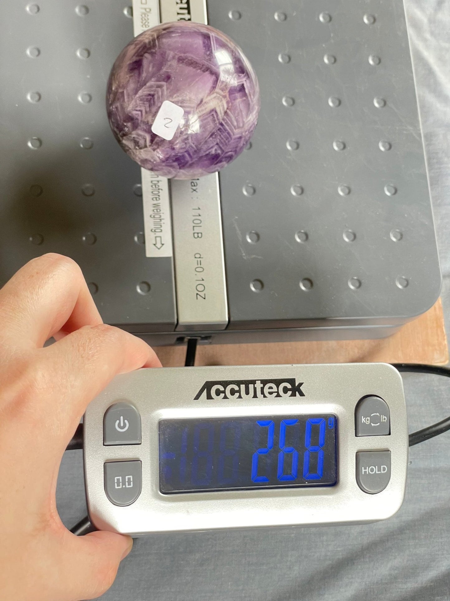 Chevron Amethyst Sphere | Chevron Amethyst Polished Crystal | Palm Stone | Crystal Ball - earthandelm