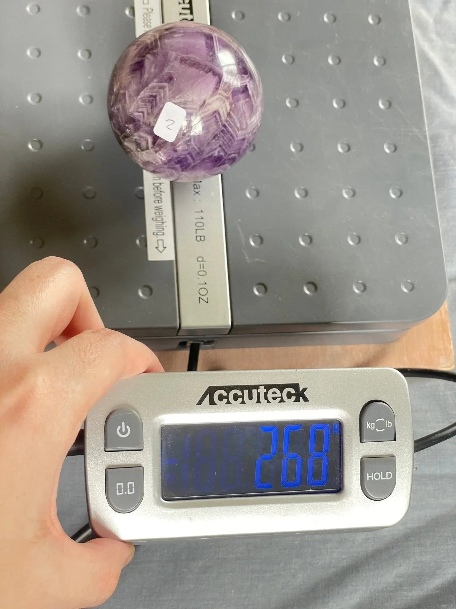 Chevron Amethyst Sphere | Chevron Amethyst Polished Crystal | Palm Stone | Crystal Ball - earthandelm
