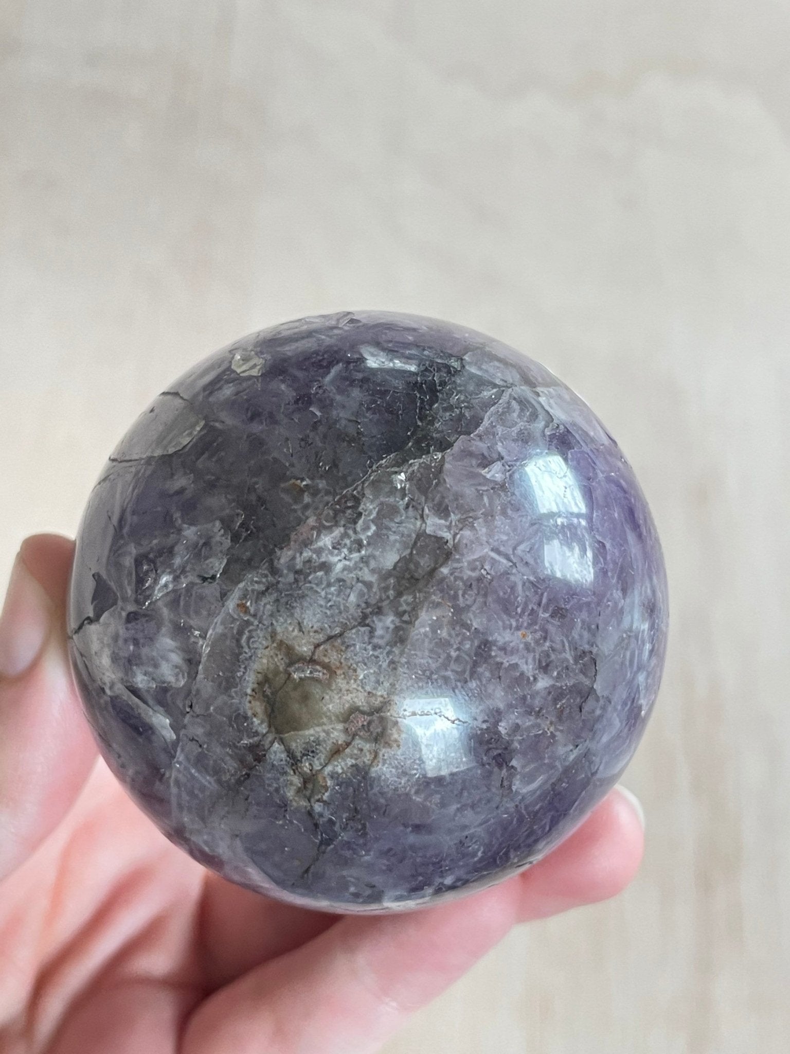 Chevron Amethyst Sphere | Chevron Amethyst Polished Crystal | Palm Stone | Crystal Ball - earthandelm