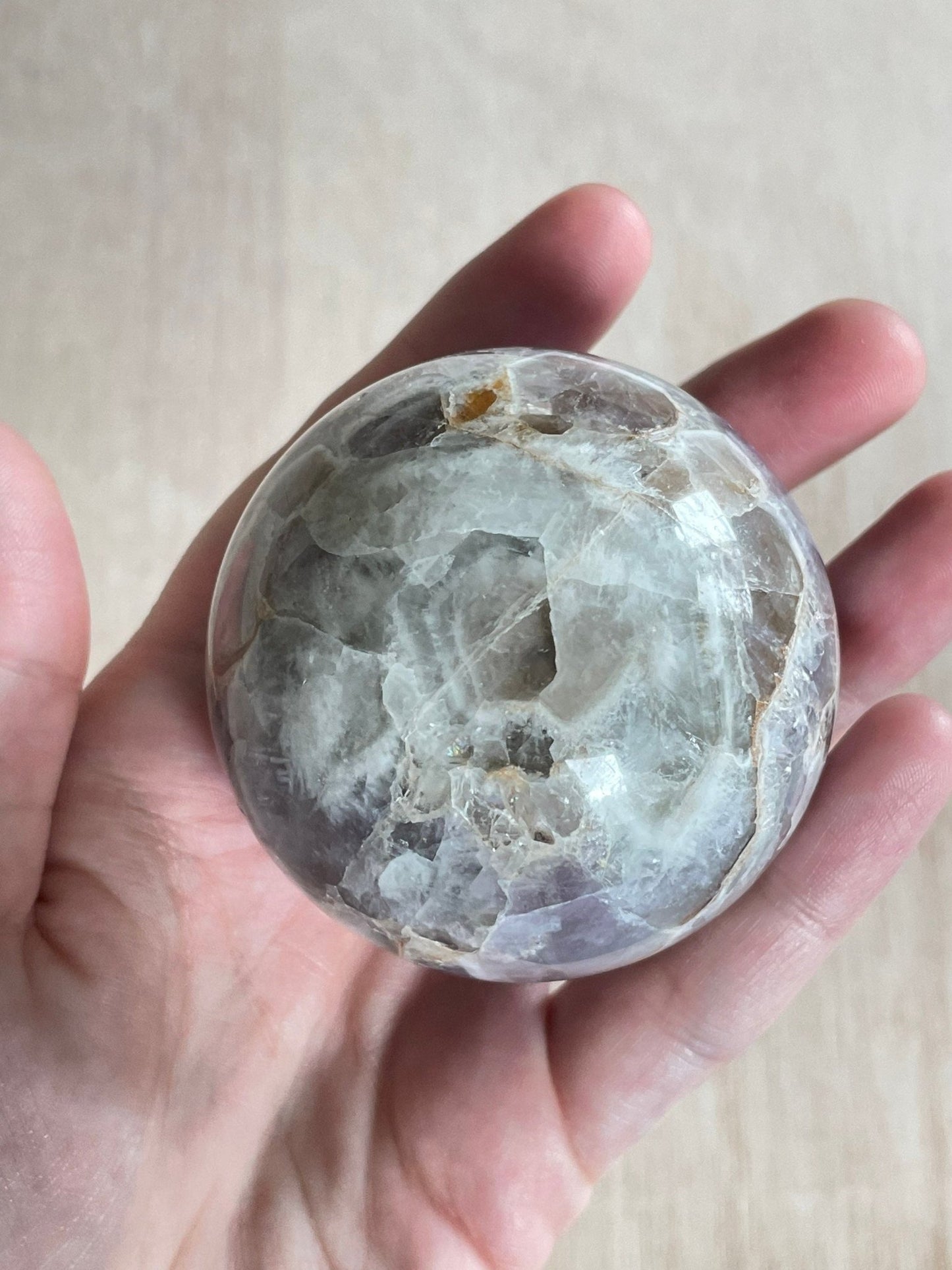 Chevron Amethyst Sphere | Chevron Amethyst Polished Crystal | Palm Stone | Crystal Ball - earthandelm