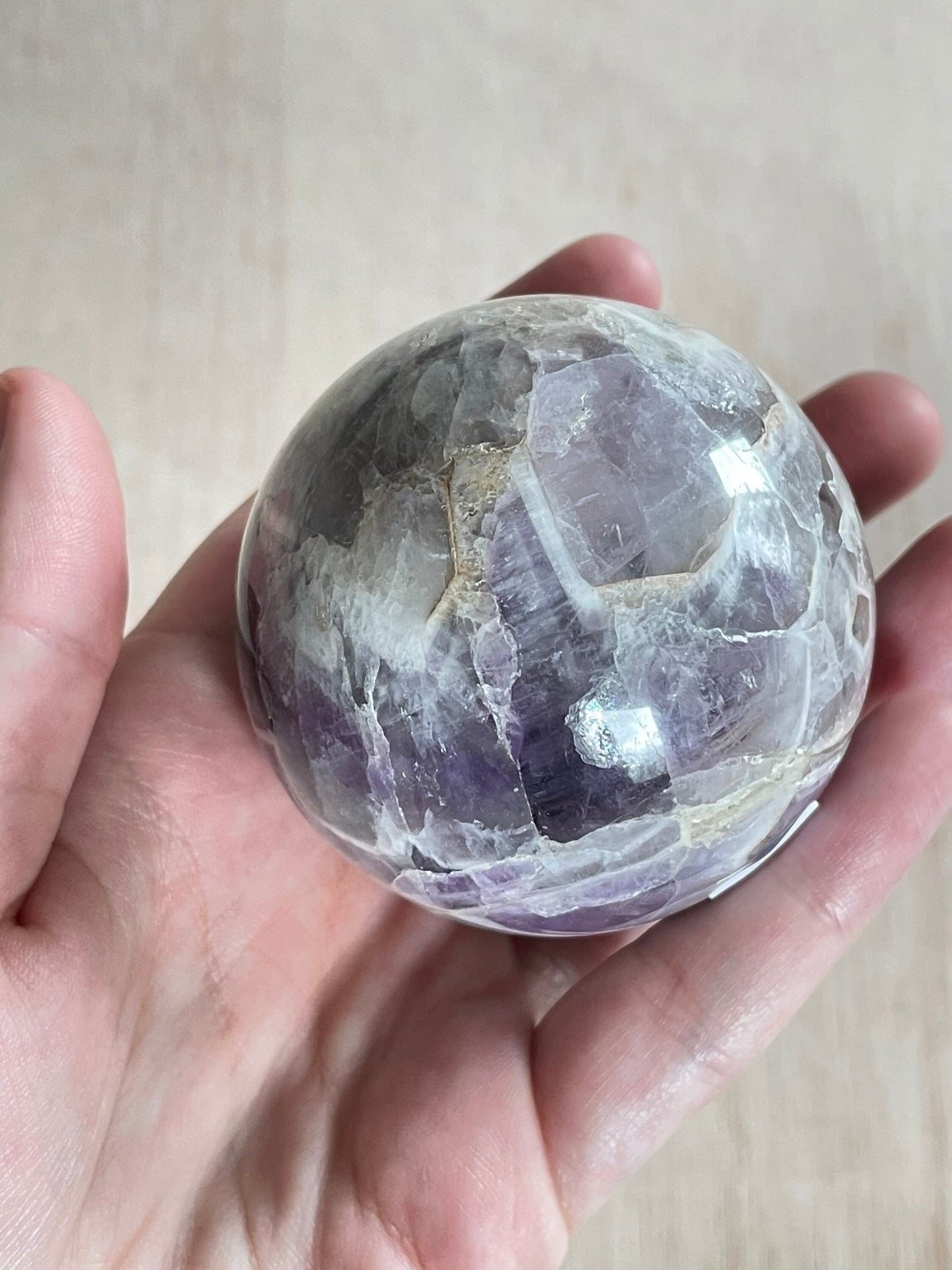 Chevron Amethyst Sphere | Chevron Amethyst Polished Crystal | Palm Stone | Crystal Ball - earthandelm