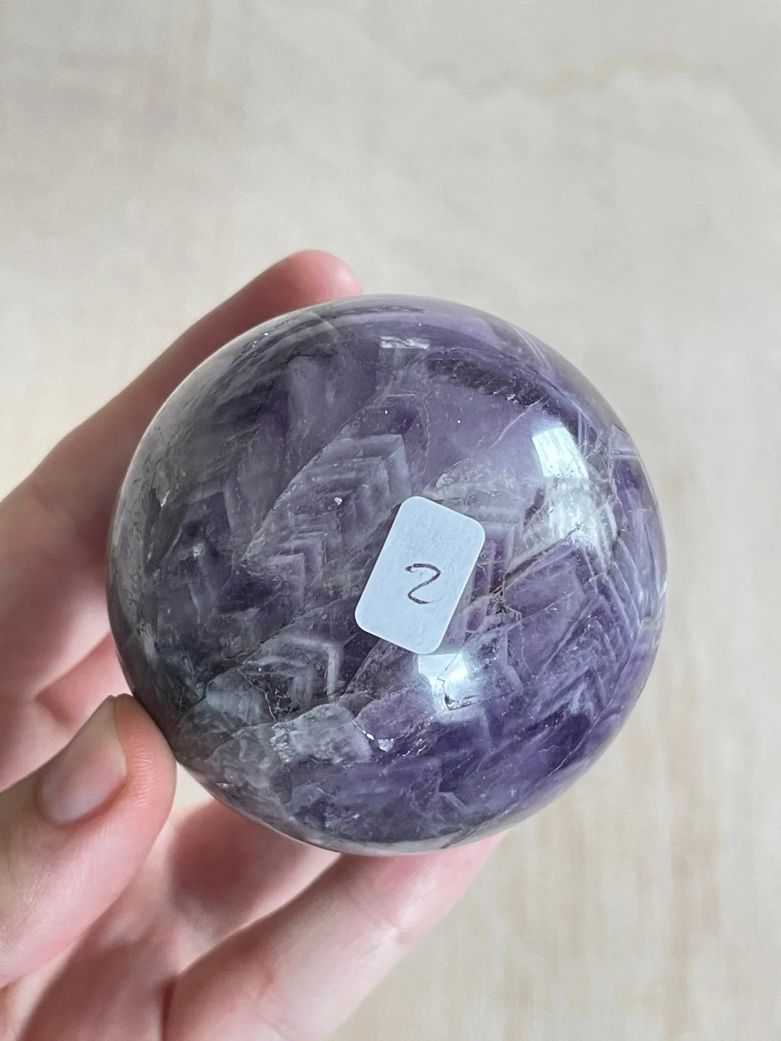 Chevron Amethyst Sphere | Chevron Amethyst Polished Crystal | Palm Stone | Crystal Ball - earthandelm