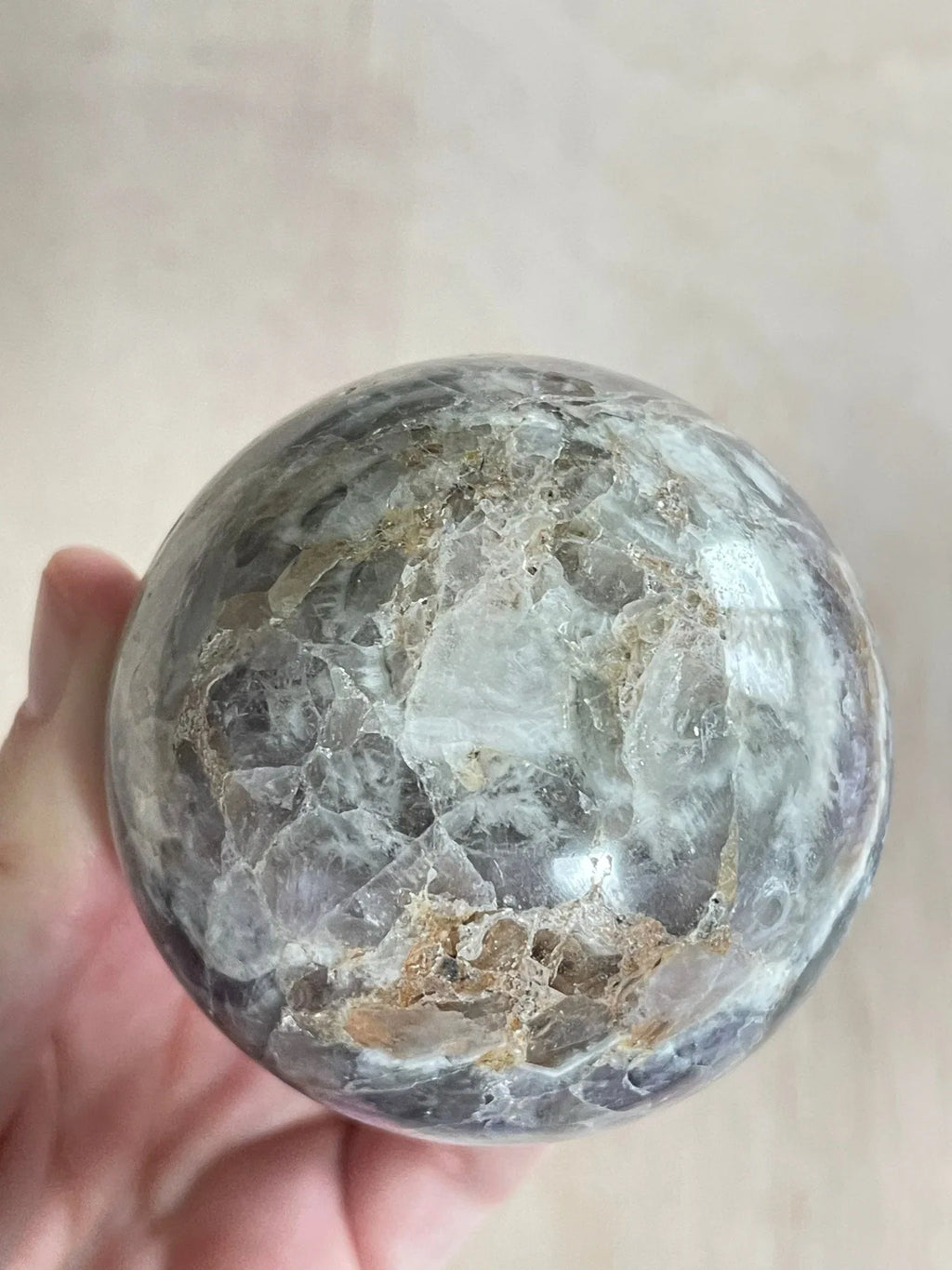 Chevron Amethyst Sphere | Chevron Amethyst Polished Crystal | Palm Stone | Crystal Ball - earthandelm