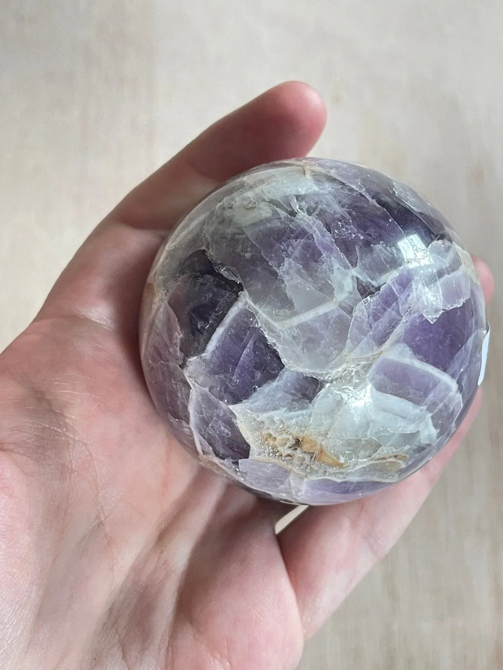 Chevron Amethyst Sphere | Chevron Amethyst Polished Crystal | Palm Stone | Crystal Ball - earthandelm