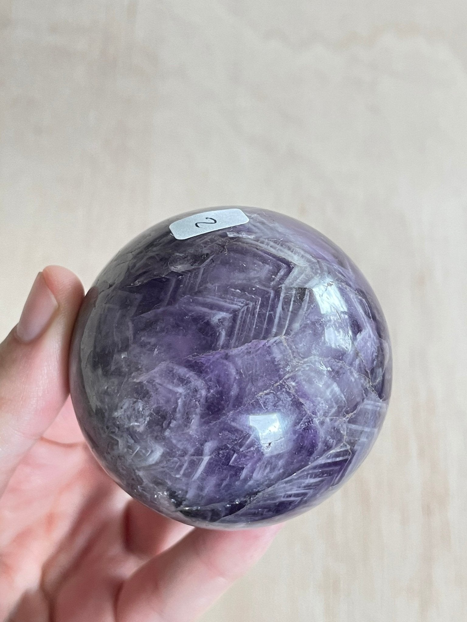 Chevron Amethyst Sphere | Chevron Amethyst Polished Crystal | Palm Stone | Crystal Ball - earthandelm