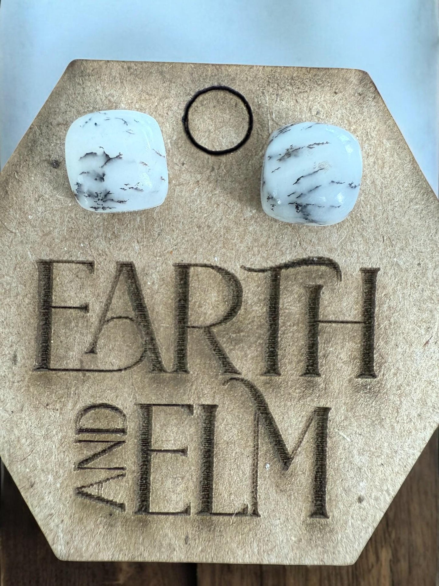 Dendrite Opal Cushion Studs - earthandelm