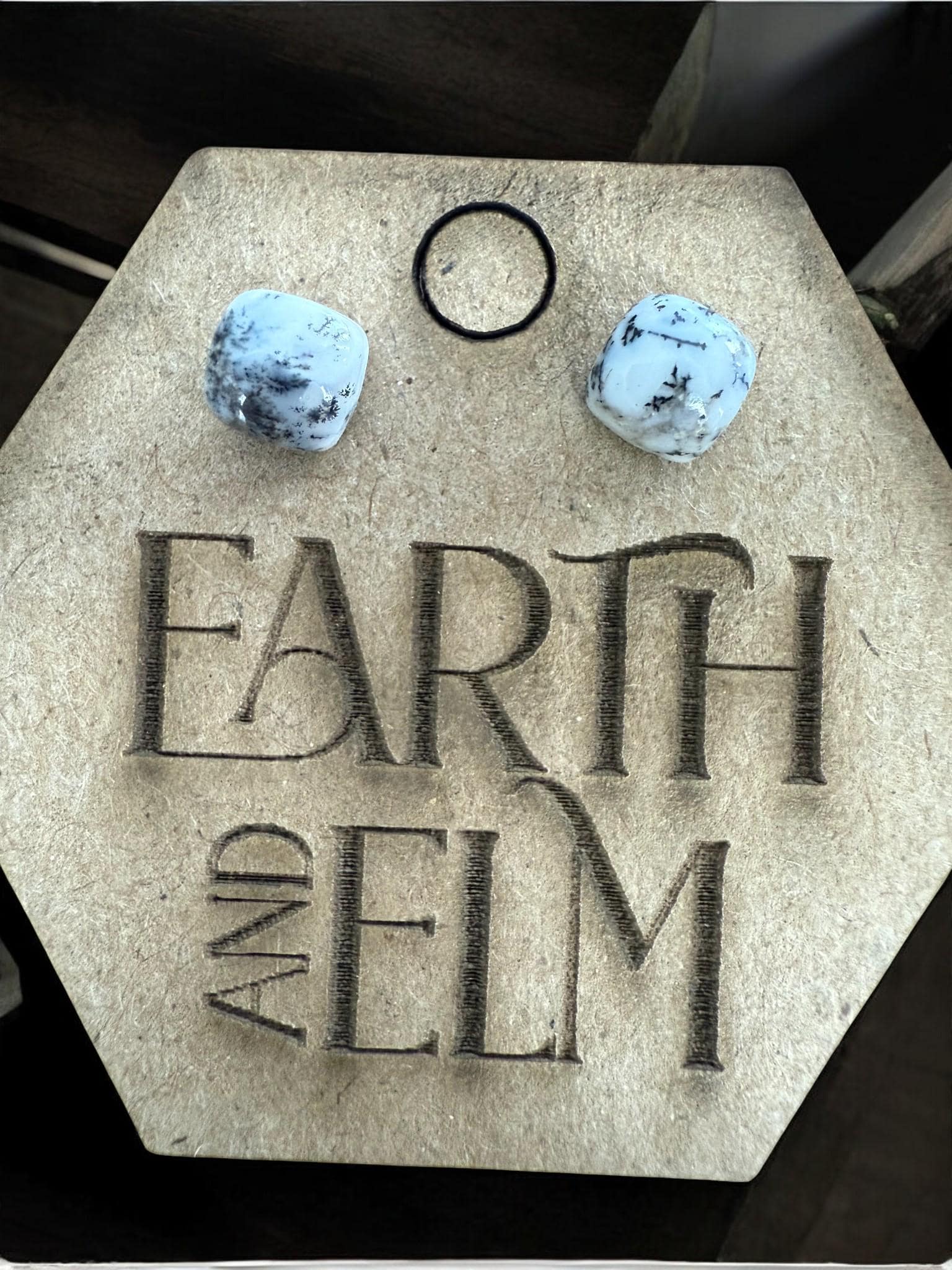 Dendrite Opal Cushion Studs - earthandelm