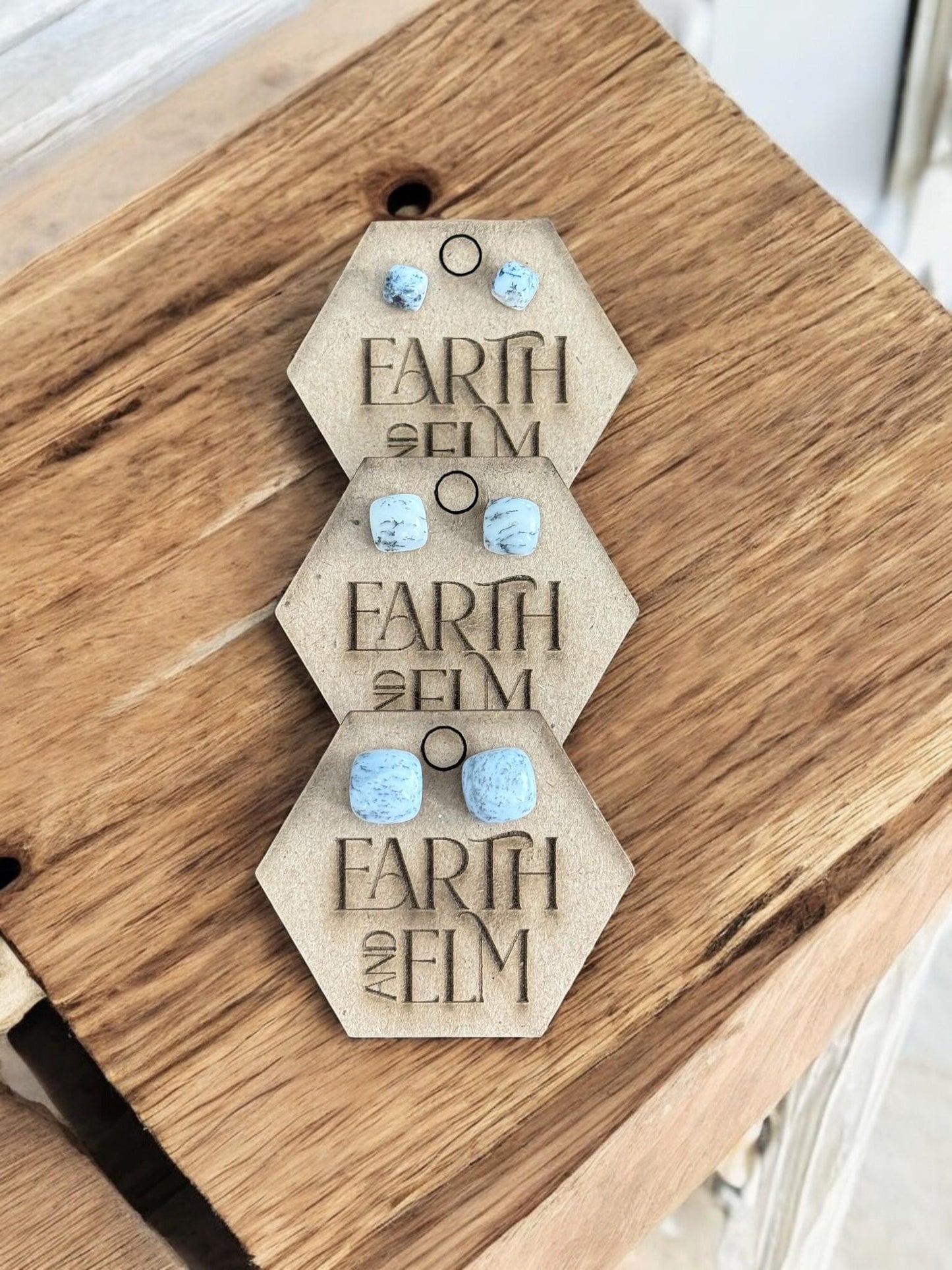 Dendrite Opal Cushion Studs - earthandelm