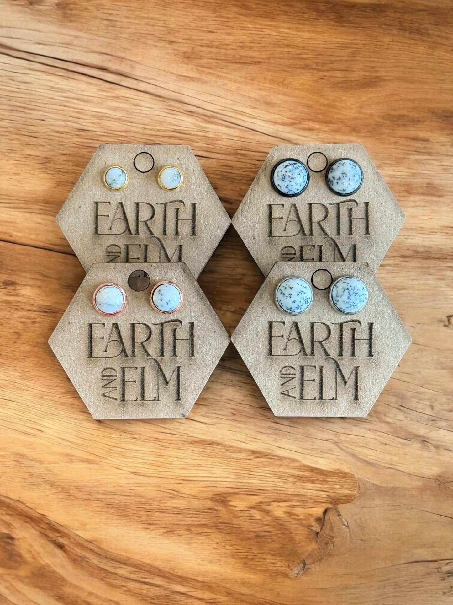 Dendrite Opal in Metal Settings - earthandelm