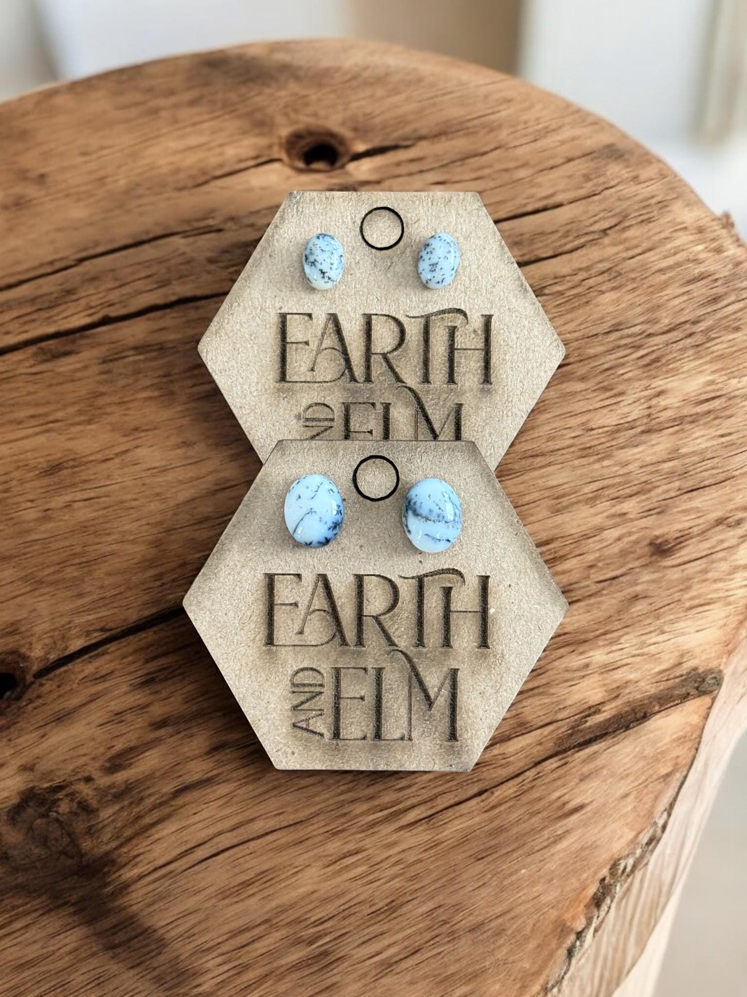 Dendrite Opal Oval Studs - earthandelm