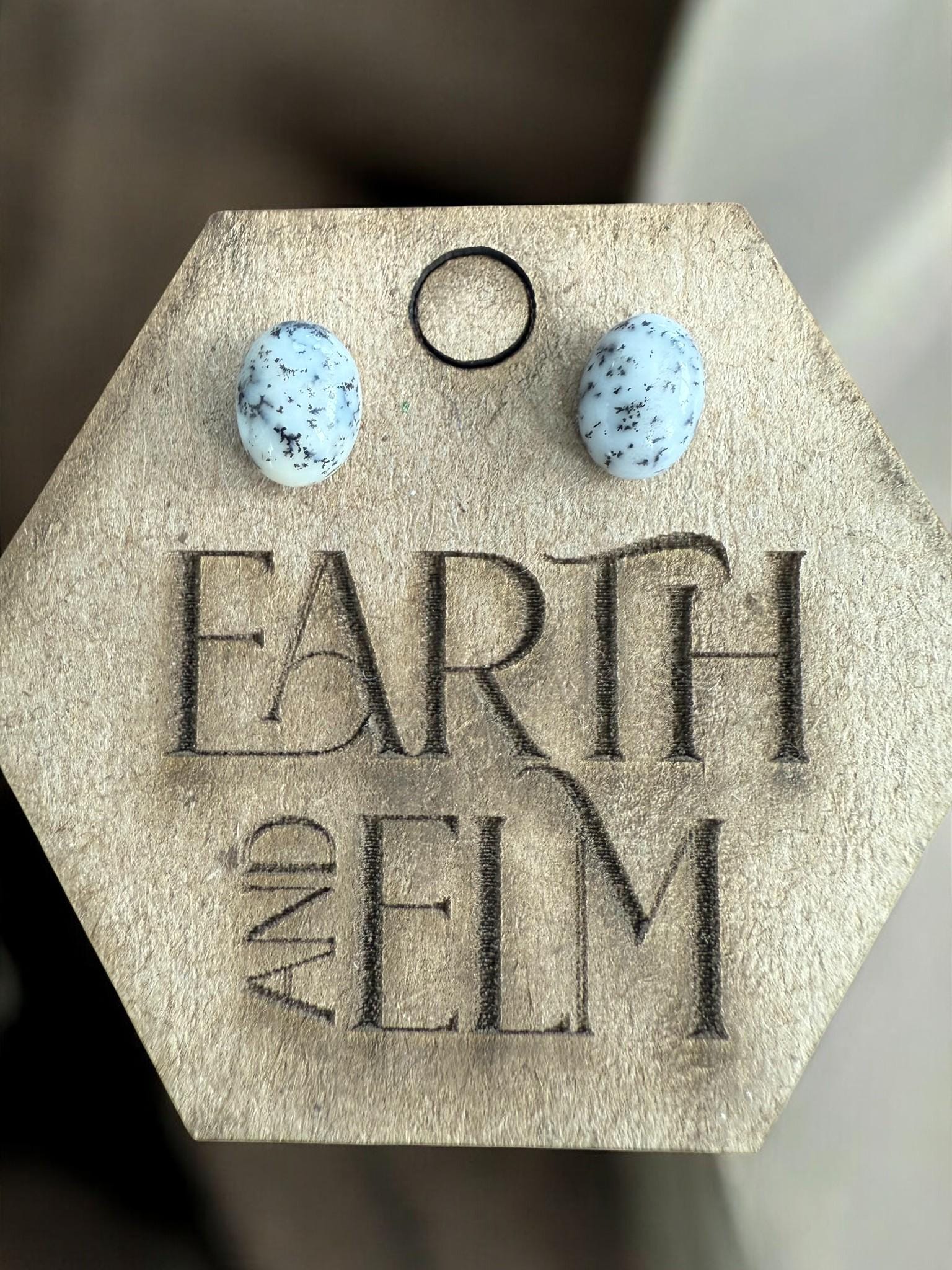 Dendrite Opal Oval Studs - earthandelm