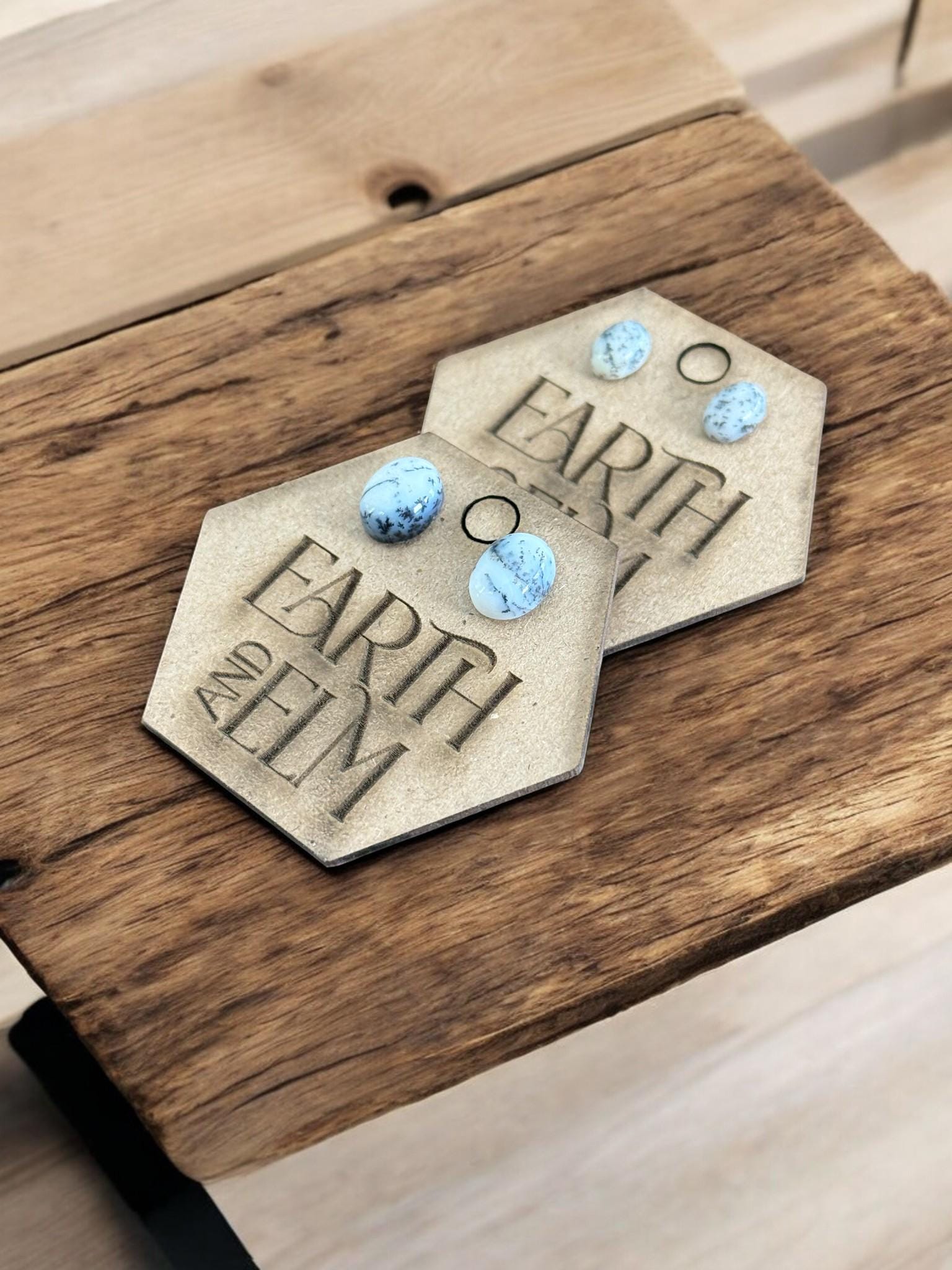 Dendrite Opal Oval Studs - earthandelm