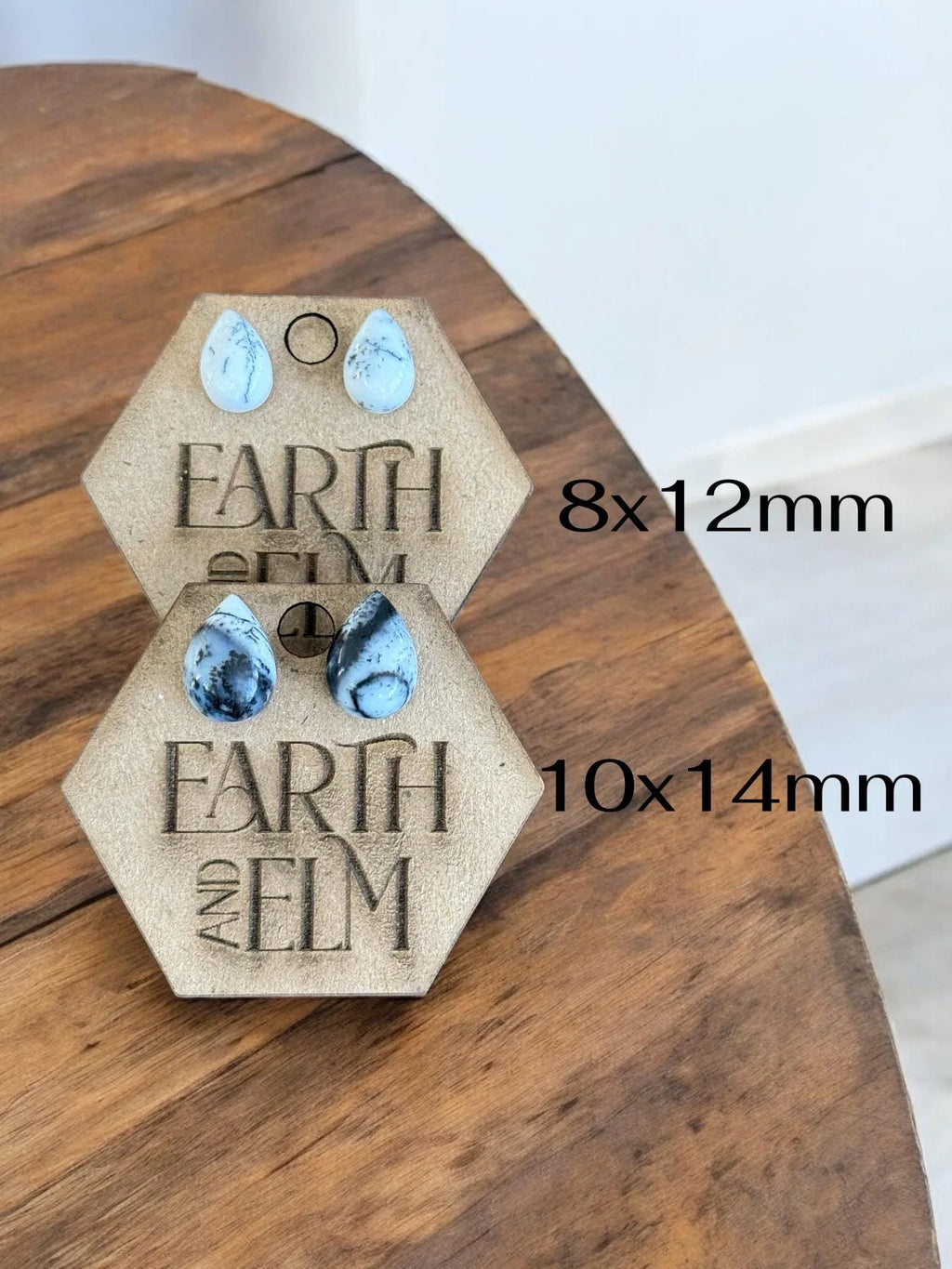 Dendrite Opal Pear Gemstone Stud Earrings - earthandelm