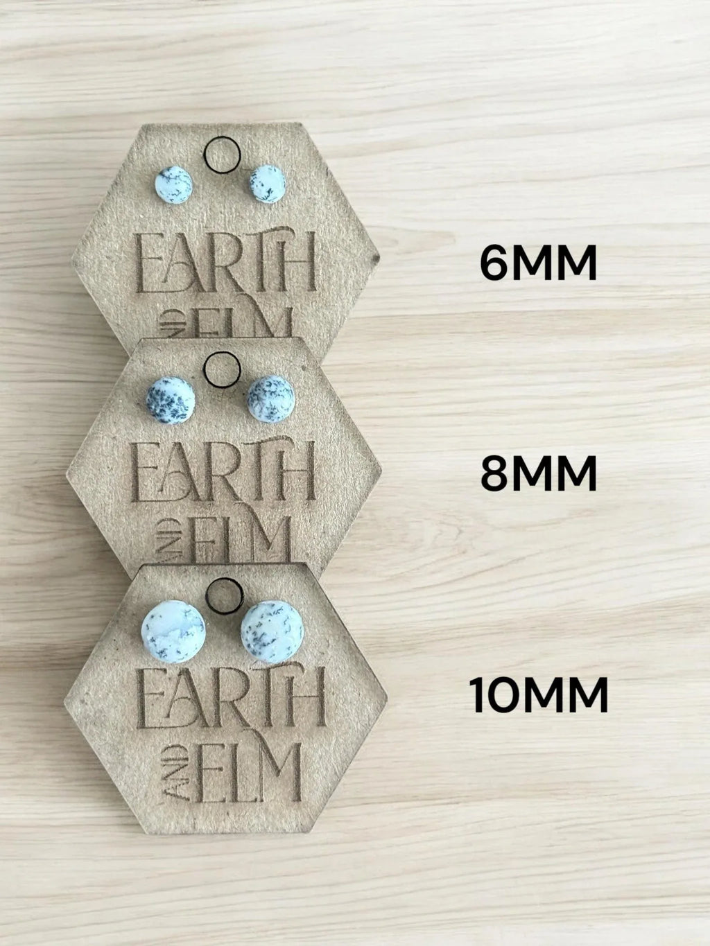 Dendrite Opal Round Gemstone Studs - earthandelm
