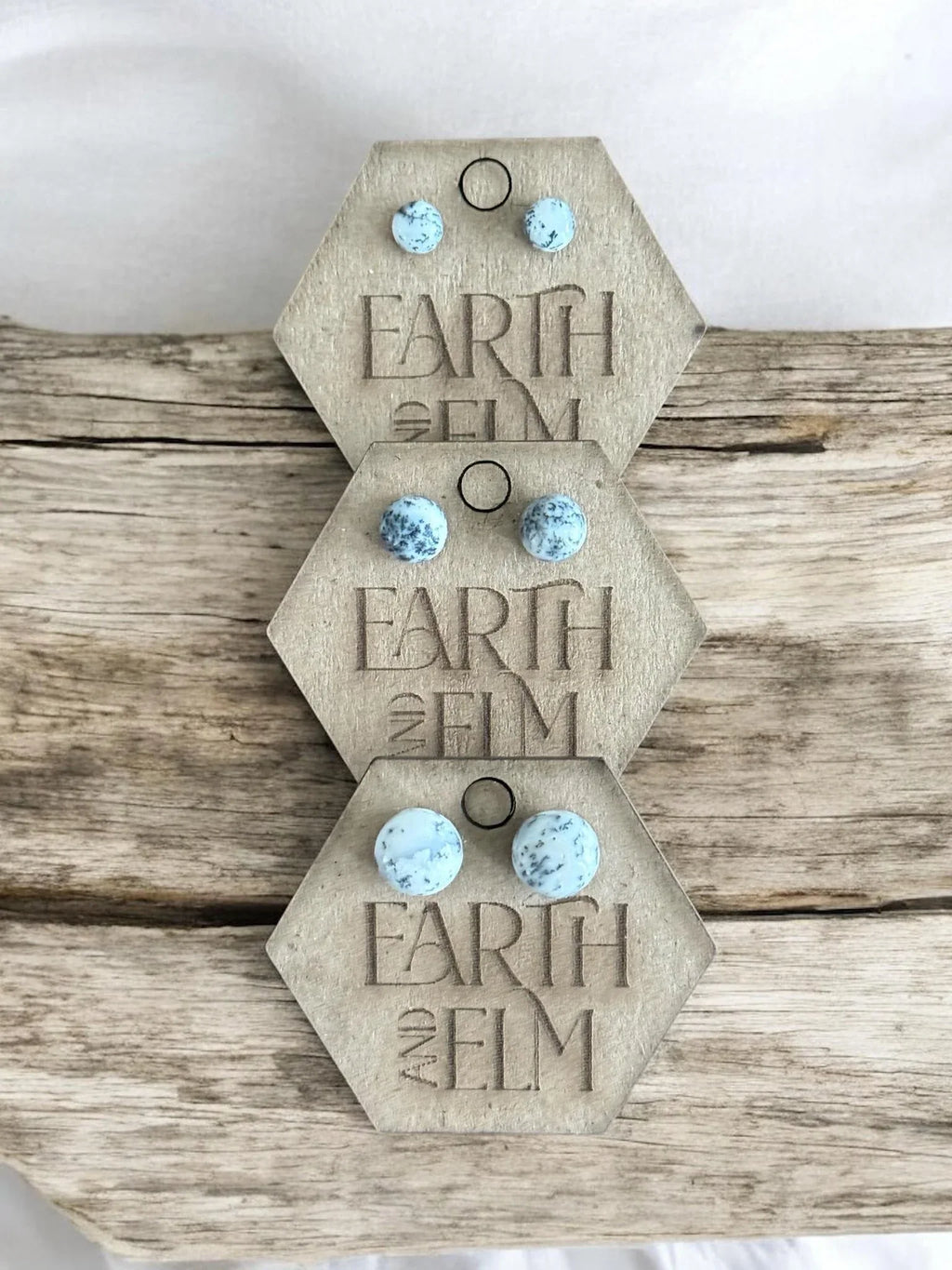 Dendrite Opal Round Gemstone Studs - earthandelm