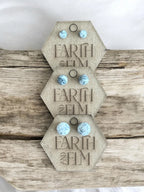 Dendrite Opal Round Gemstone Studs - earthandelm