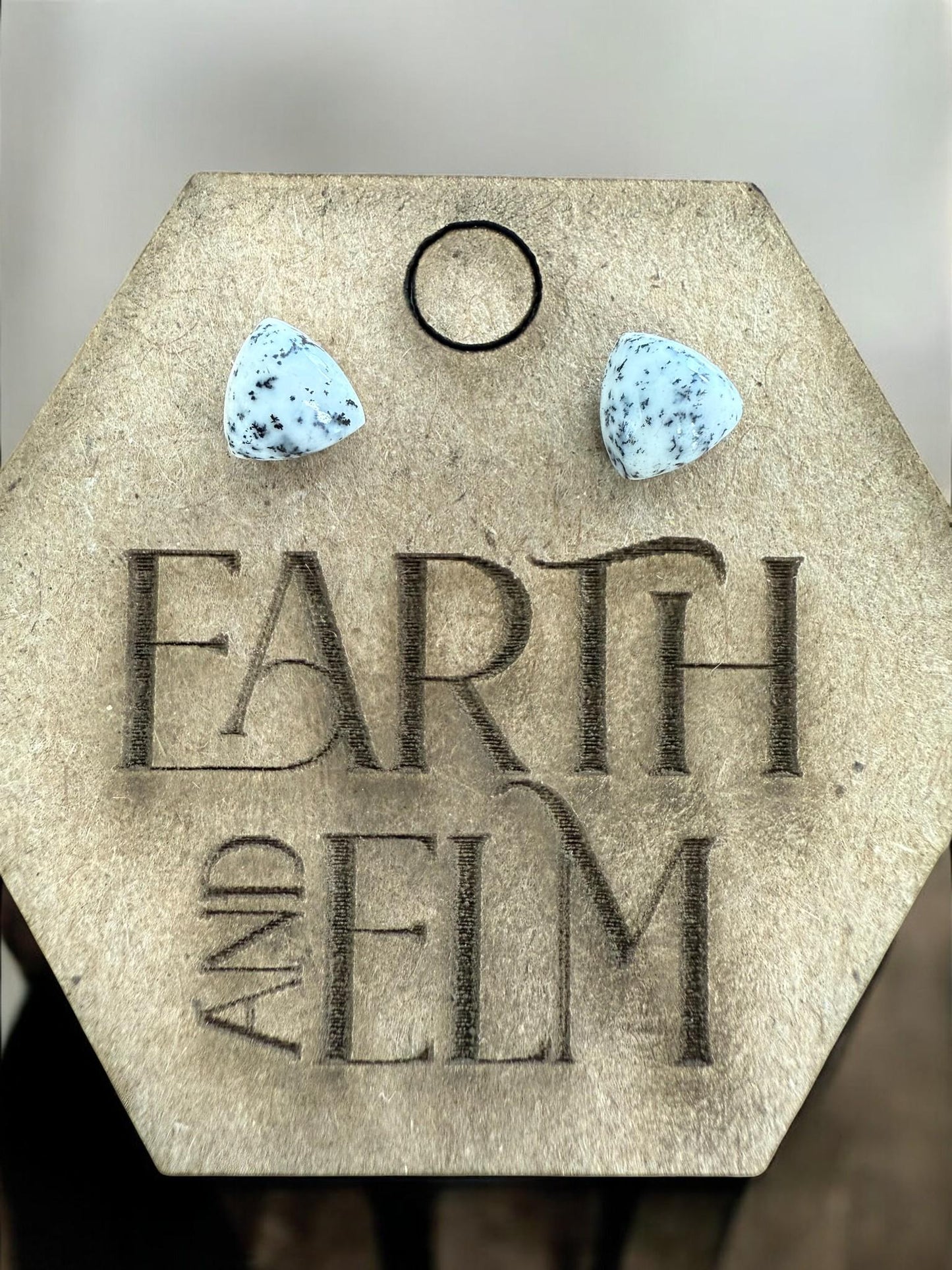 Dendrite Opal Trillion Studs - earthandelm