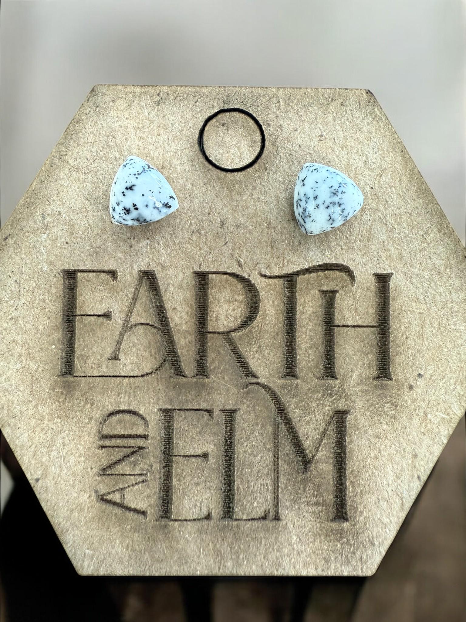Dendrite Opal Trillion Studs - earthandelm