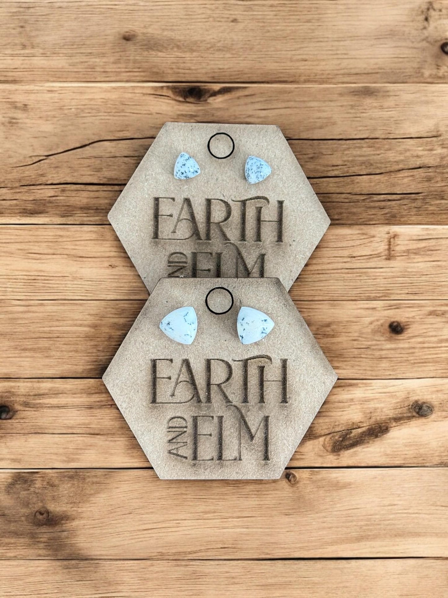 Dendrite Opal Trillion Studs - earthandelm