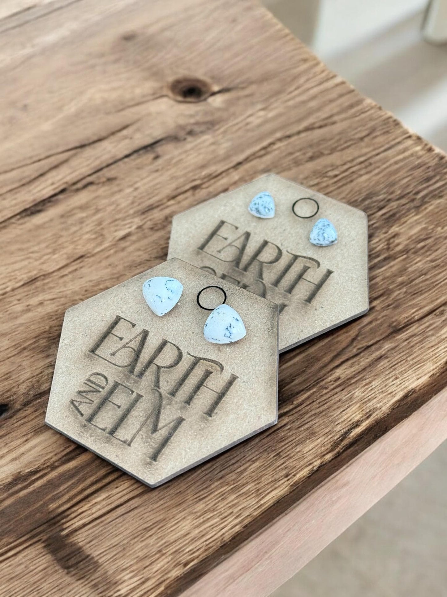 Dendrite Opal Trillion Studs - earthandelm