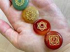 Gold Etched Chakra Set | Gemstone Coin Chakra Set - earthandelm