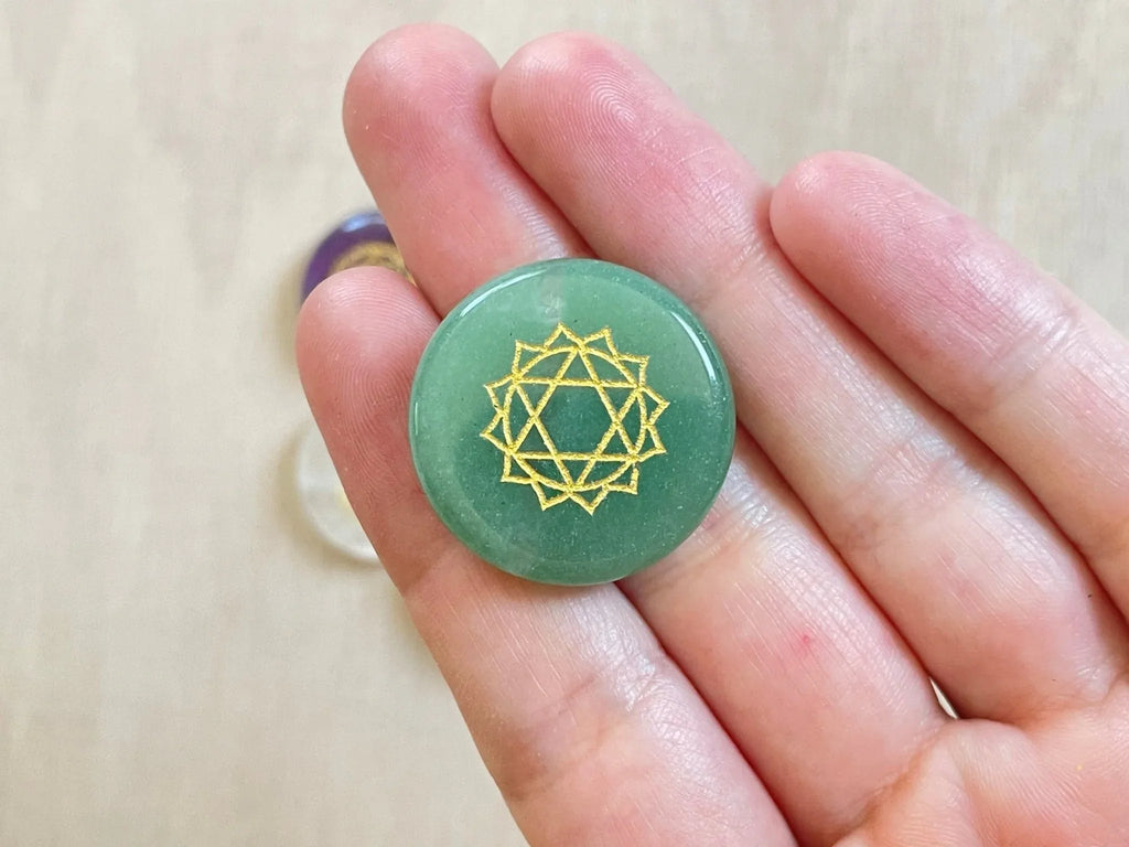 Gold Etched Chakra Set | Gemstone Coin Chakra Set - earthandelm