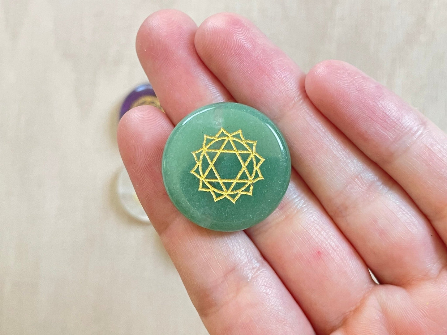 Gold Etched Chakra Set | Gemstone Coin Chakra Set - earthandelm