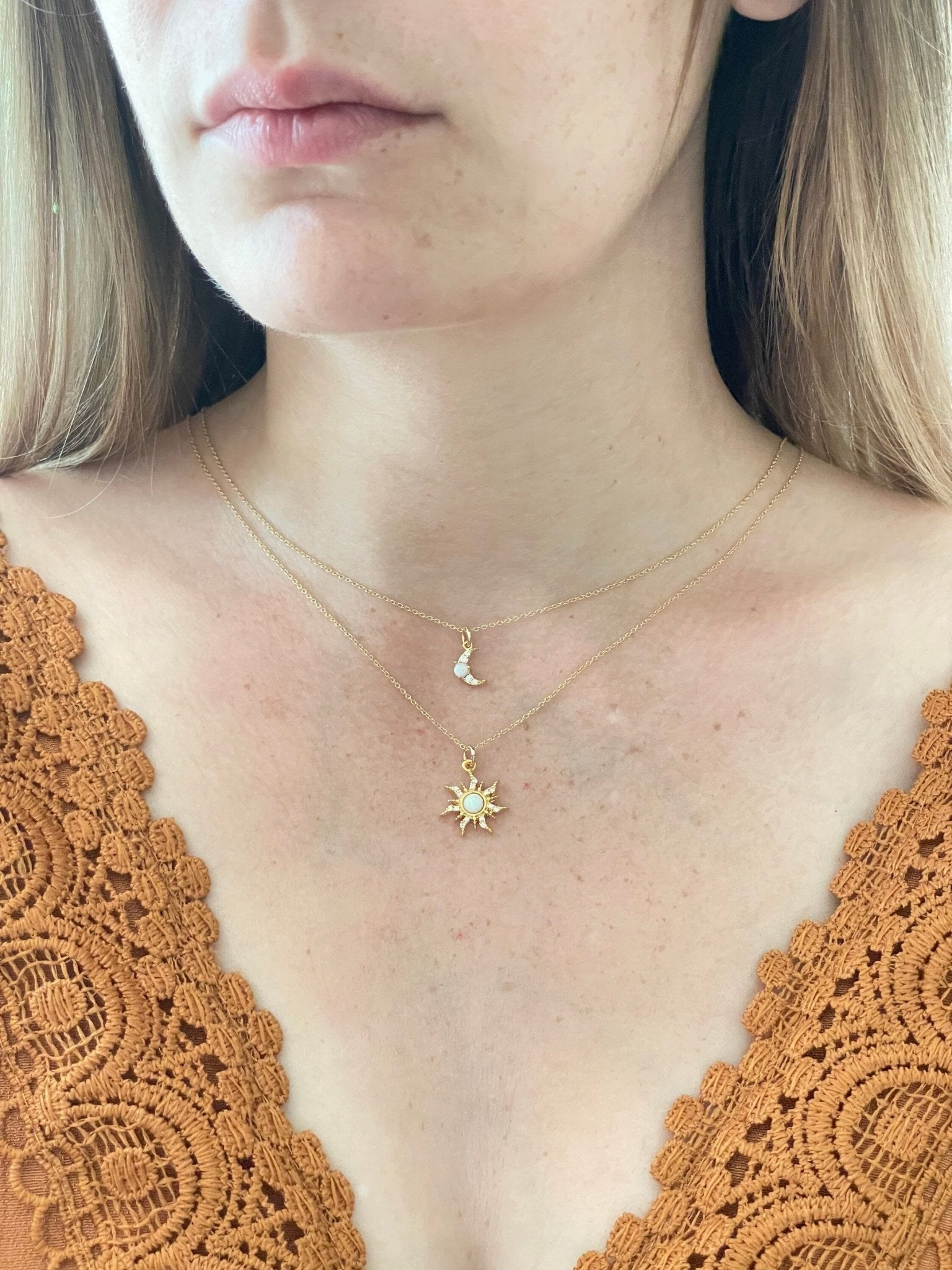 Gold Sun & Moon Necklace Set - earthandelm
