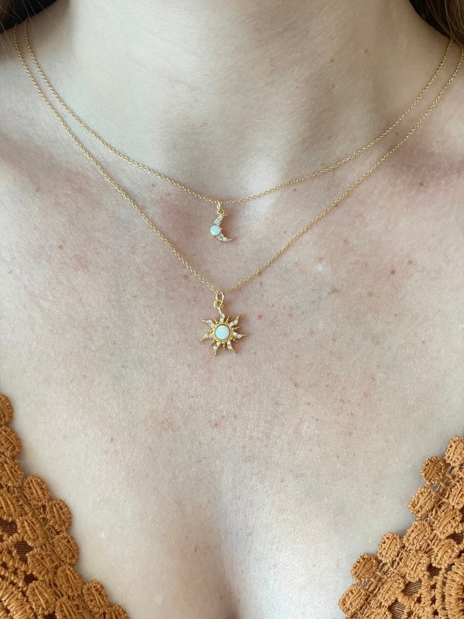 Gold Sun & Moon Necklace Set - earthandelm