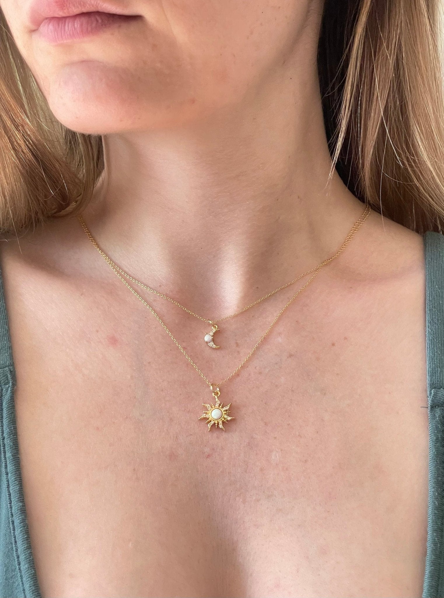 Gold Sun & Moon Necklace Set - earthandelm