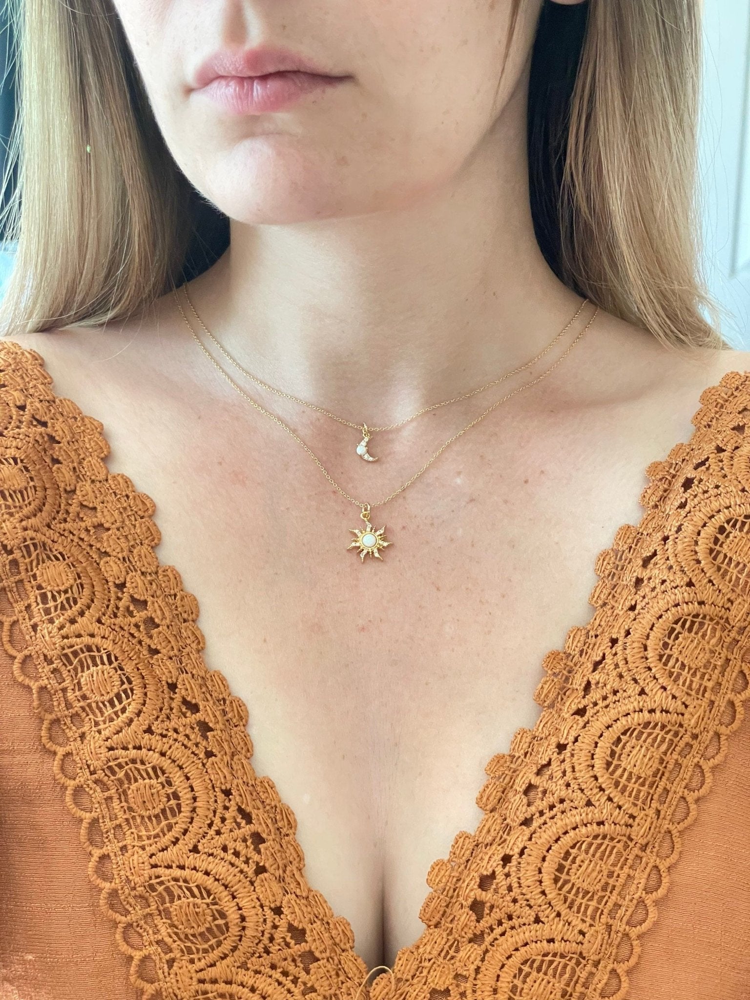 Gold Sun & Moon Necklace Set - earthandelm