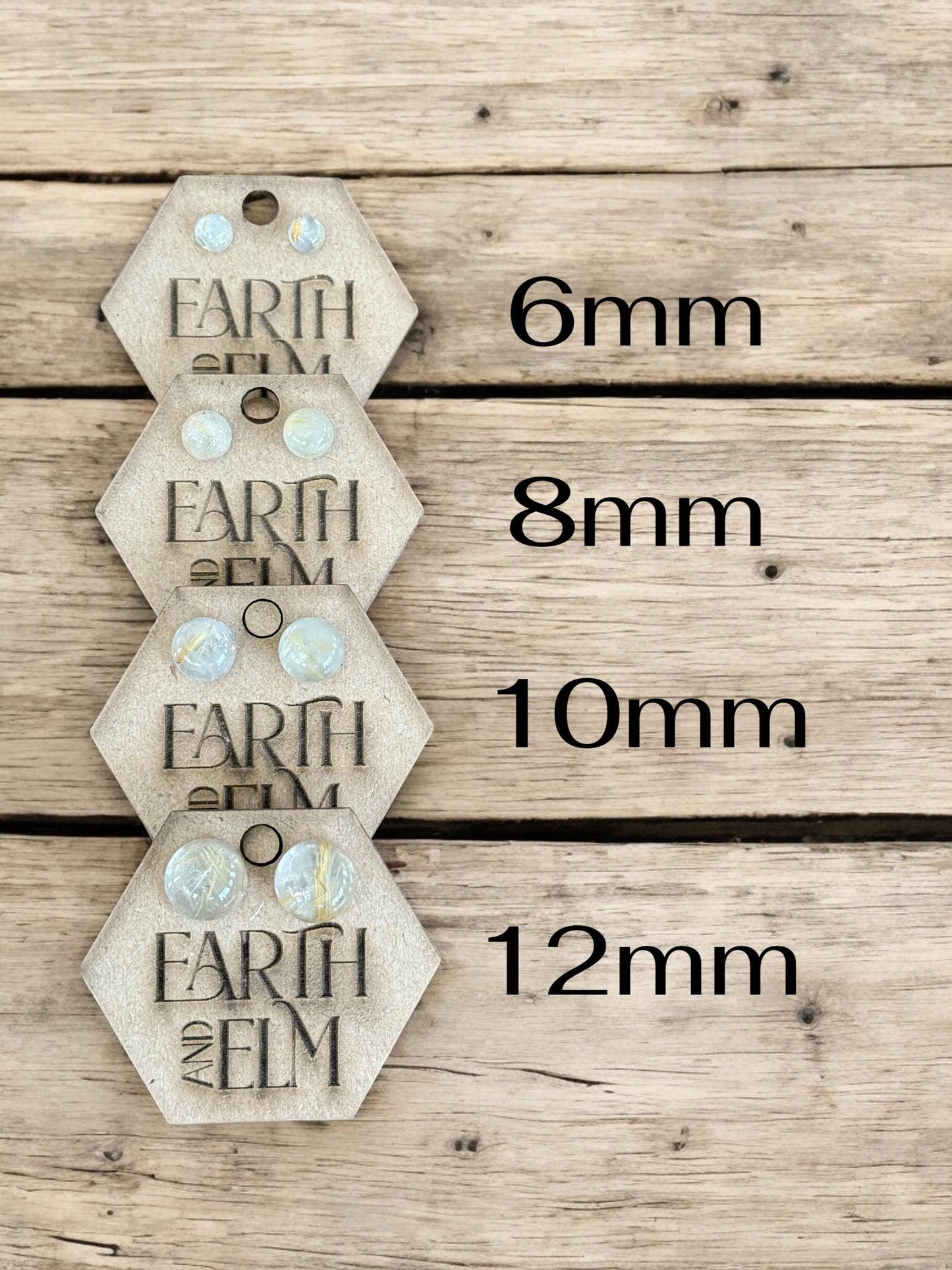 Golden Rutile Round Round Studs - earthandelm