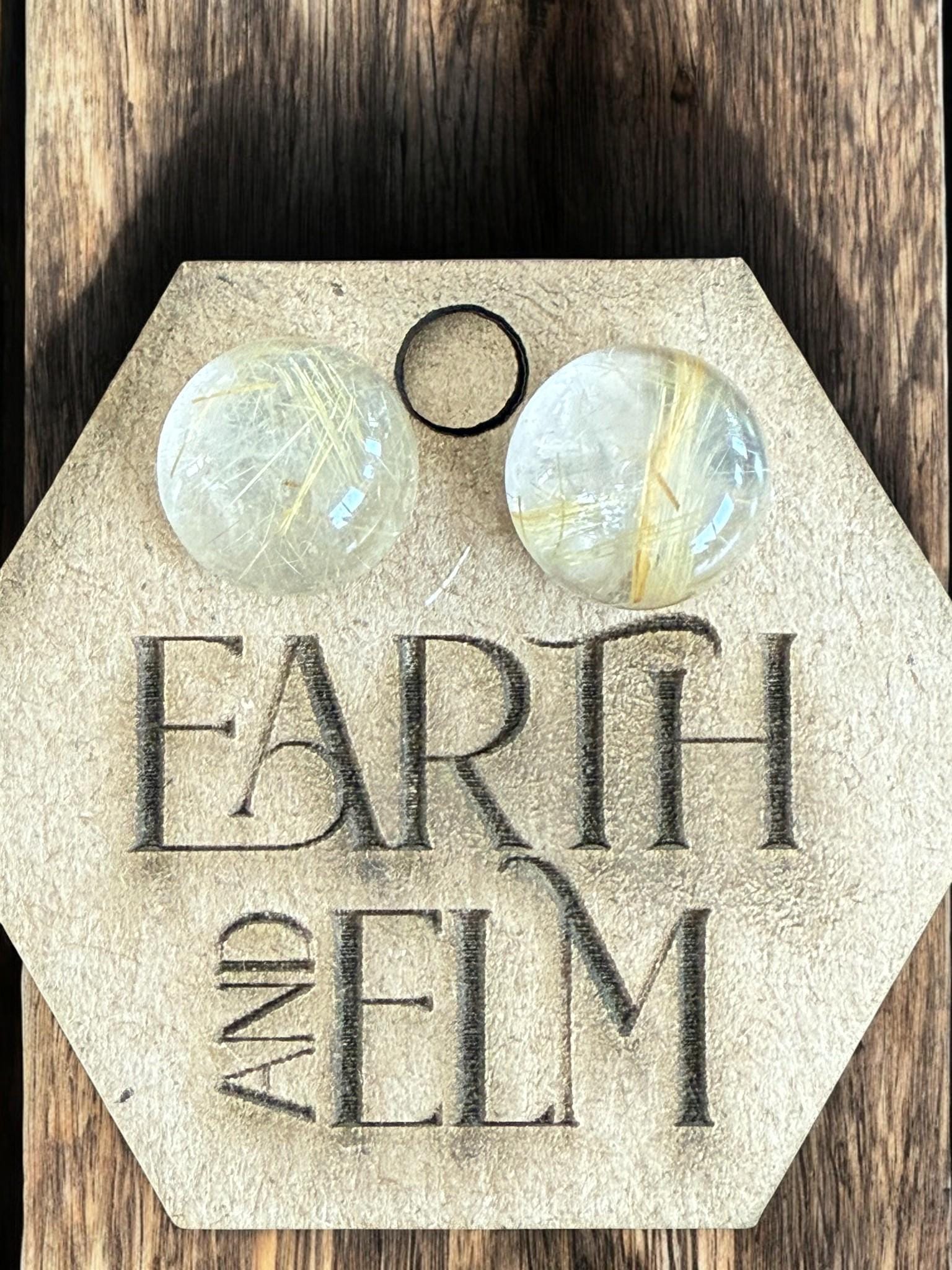 Golden Rutile Round Round Studs - earthandelm