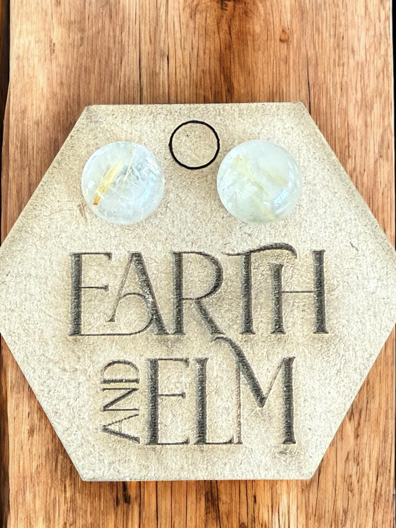 Golden Rutile Round Round Studs - earthandelm