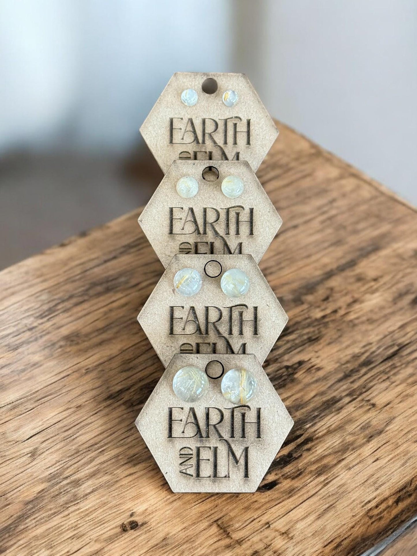 Golden Rutile Round Round Studs - earthandelm