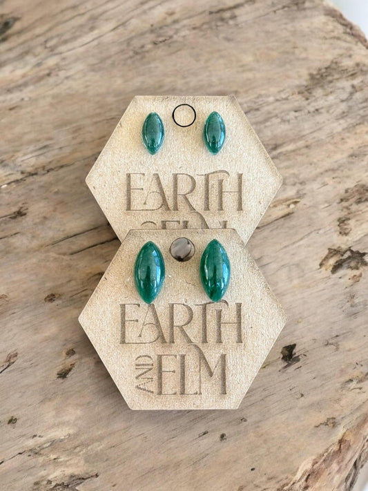 Green Aventurine Marquise Gemstone Studs - earthandelm