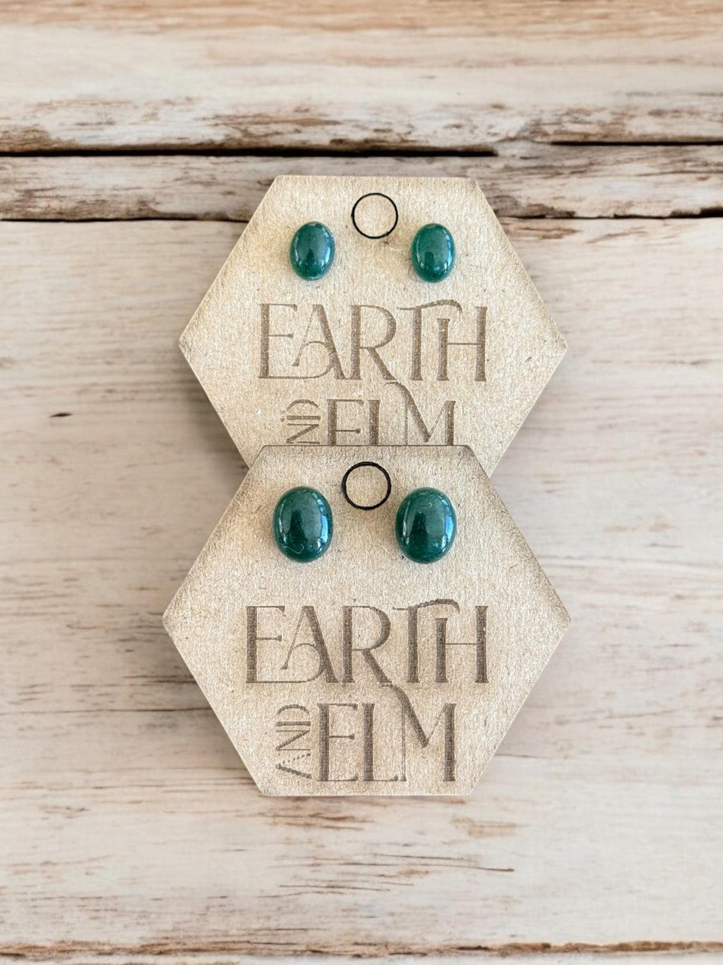 Green Aventurine Oval Gemstone Studs - earthandelm