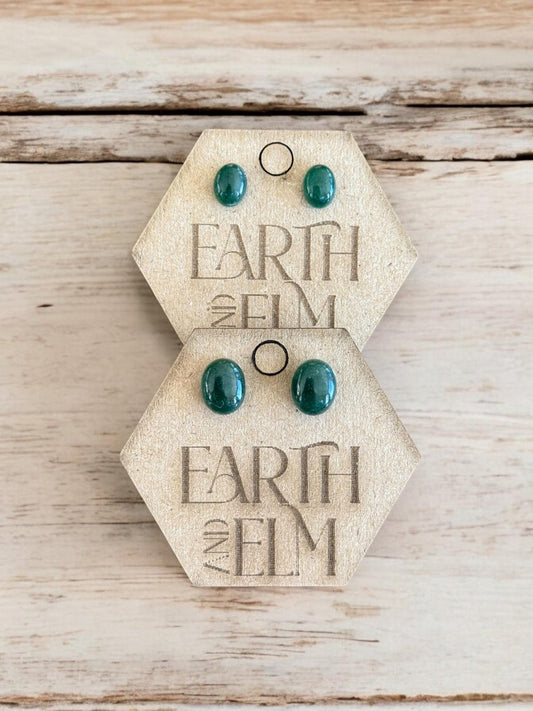 Green Aventurine Oval Gemstone Studs - earthandelm