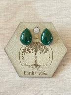 Green Aventurine Pear Studs - earthandelm