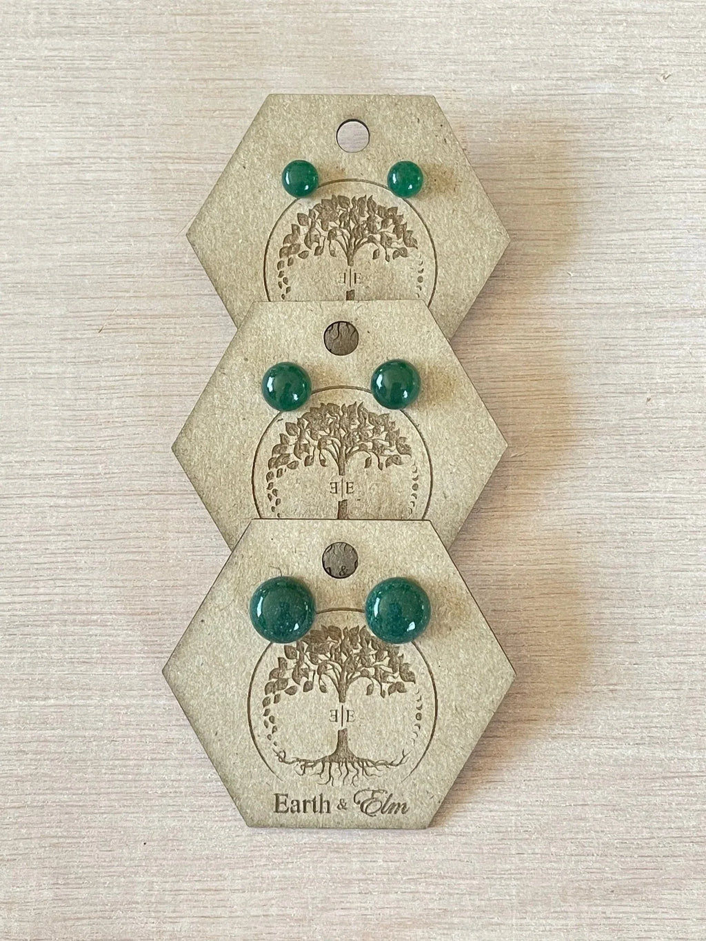 Green Aventurine Round Gemstone Studs - earthandelm